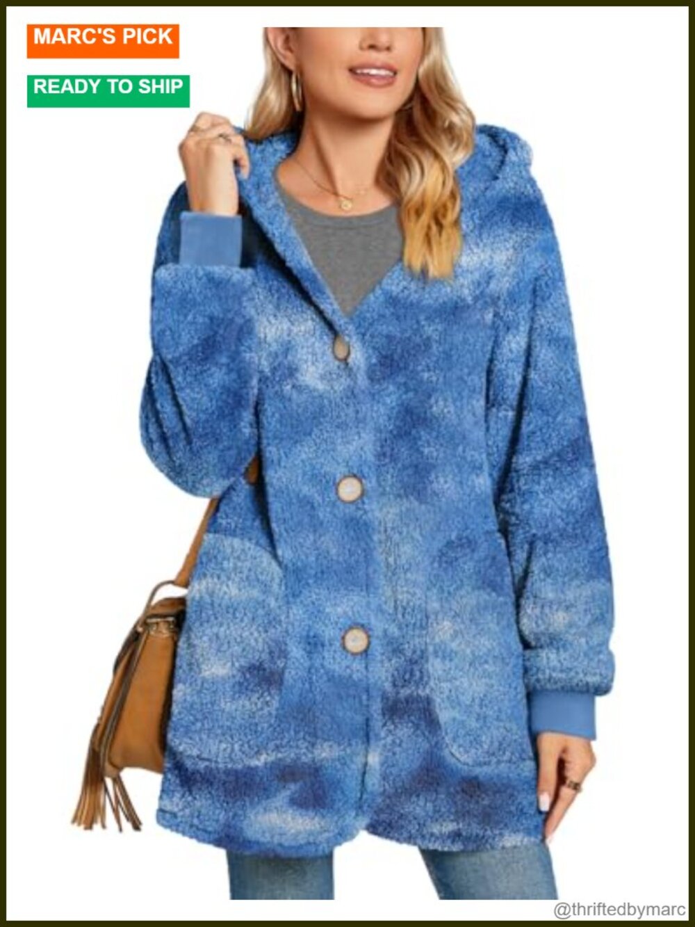 Fleece Hooded Cardigan Sweater Coat with Pockets Fuzzy Warm Outerwear